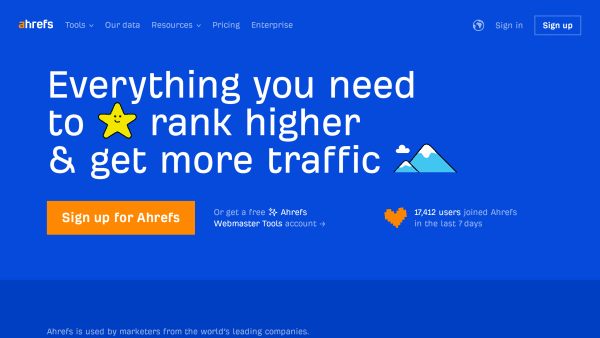 Ahrefs's website screenshot