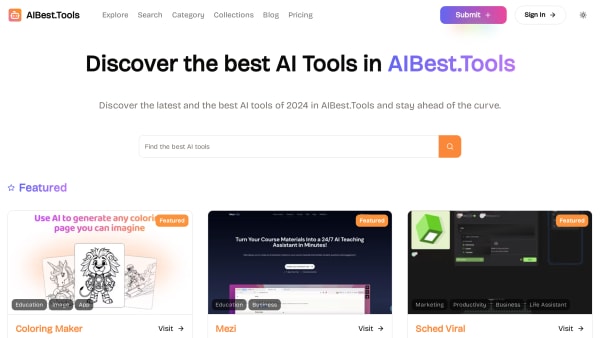 AI Best Tools's website screenshot
