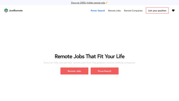 JustRemote's website screenshot