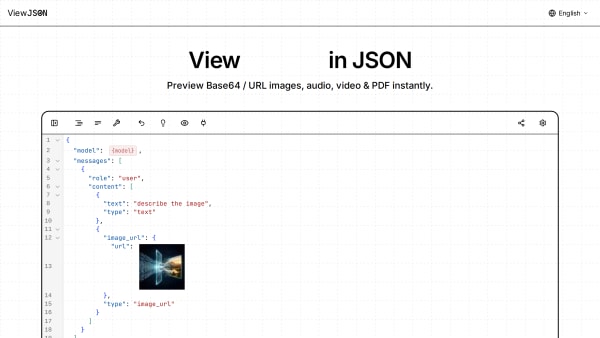 ViewJSON's website screenshot