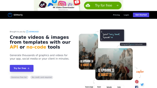 Glitterly's website screenshot