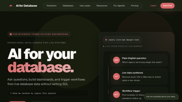 AI for Database's website screenshot