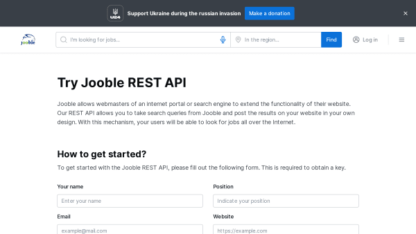Jooble's website screenshot