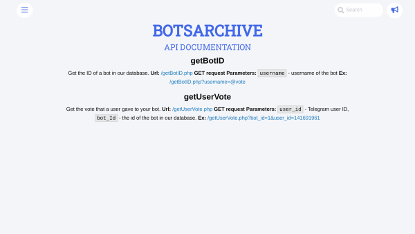 BotsArchive's website screenshot