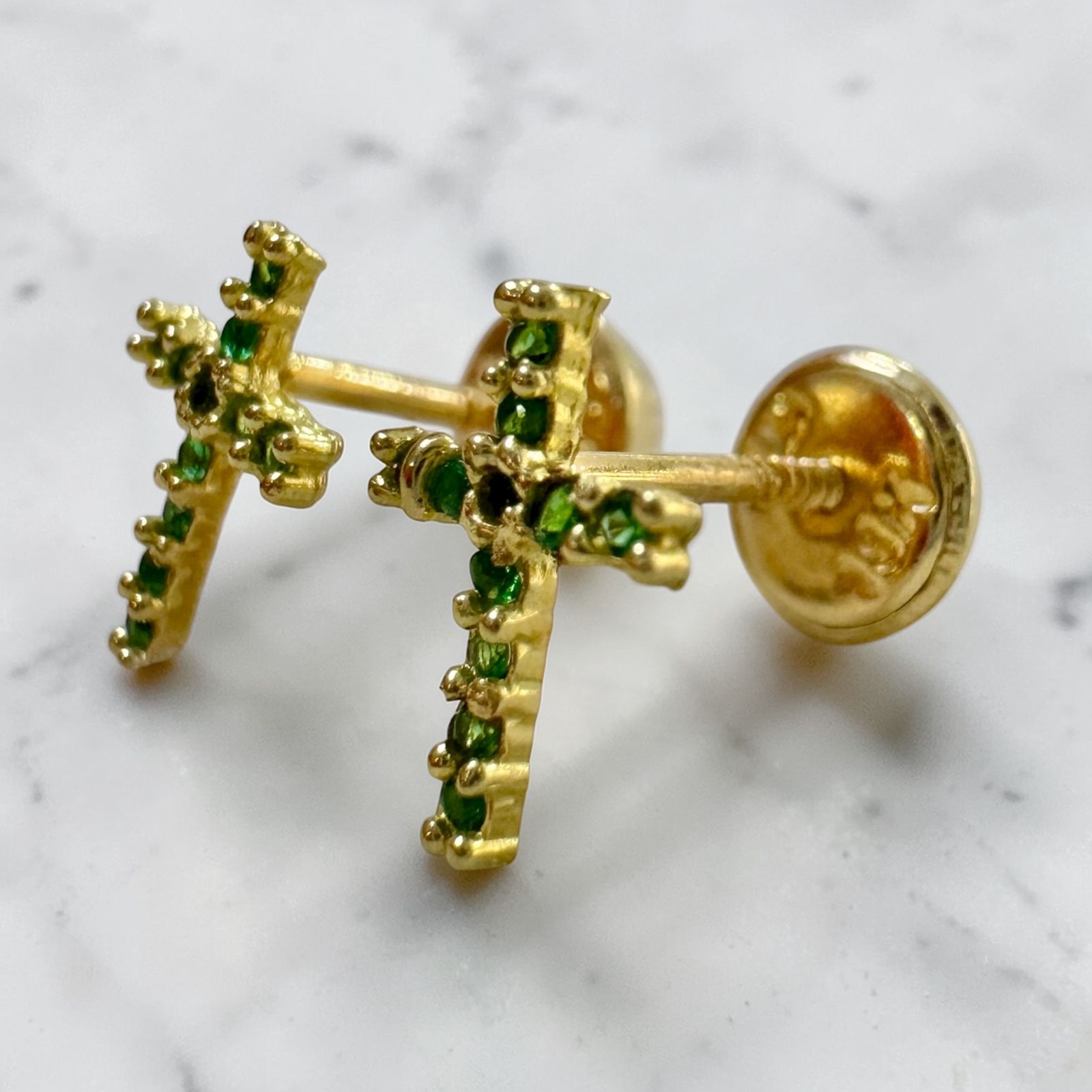 TOPO ROSCA ORO18K/CRUZ DE CIRCONES