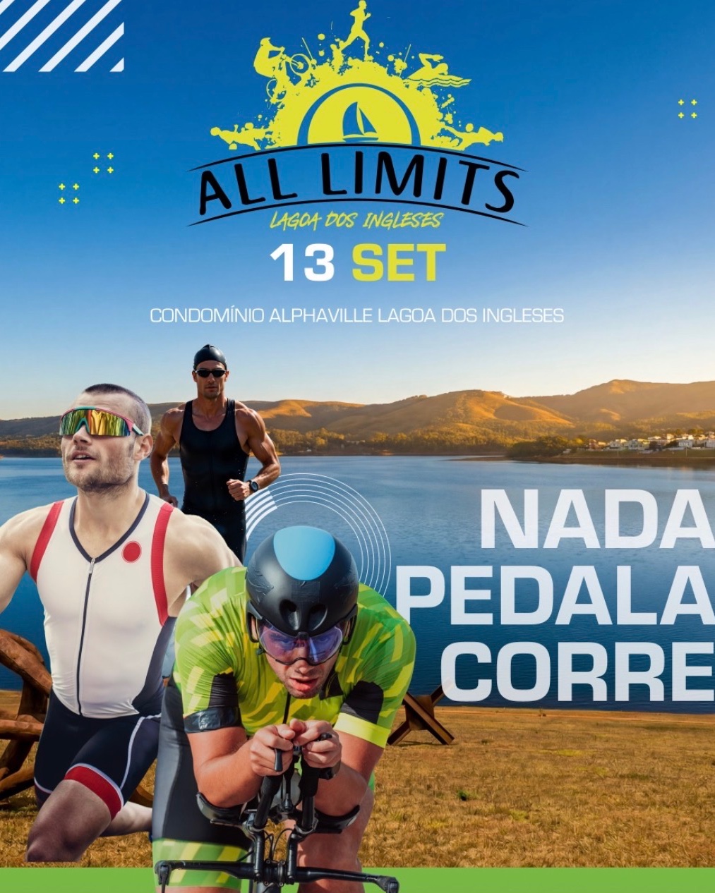 Peça do evento All Limits com chamada para prova na Lagoa dos Ingleses