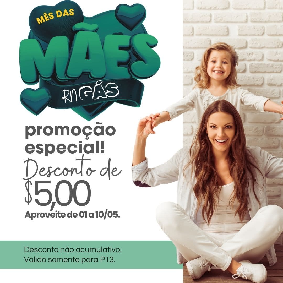 O mês das mães chegou trazendo afeto, sorrisos e um desconto de cinco para você presentear com mais amor.
💚💛