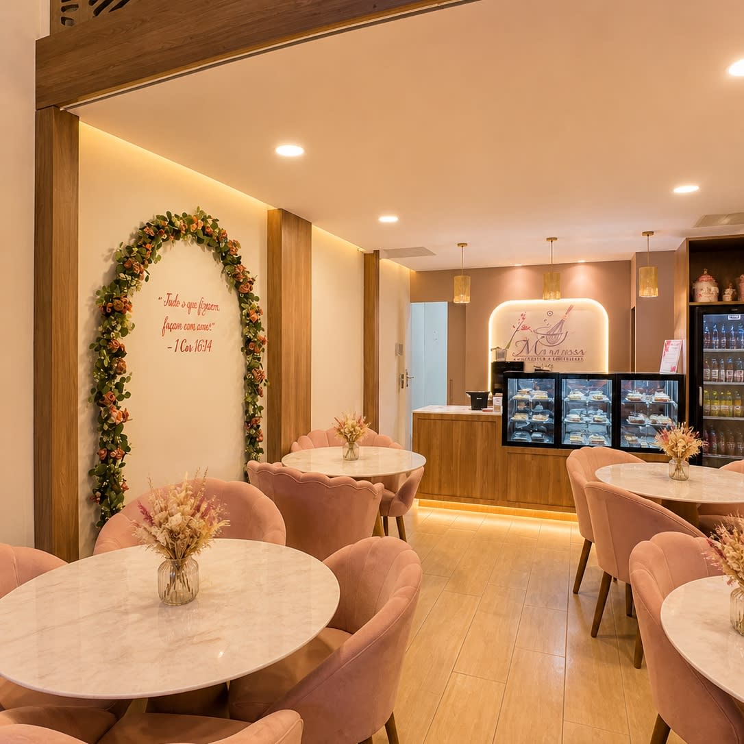 Um espaço pensado para acolher, encantar e convidar a permanecer. ✨

Neste projeto de cafeteria, cada escolha — dos tons suaves ao uso da madeira, da iluminação quente aos detalhes delicados — foi cuidadosamente desenhada para criar uma atmosfera aconchegante e afetiva. Um ambiente onde o design valoriza a experiência, tornando cada momento ainda mais especial.

Mais do que um lugar para consumir, um convite para sentir. ☕🌿