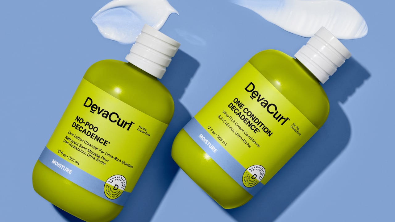 DevaCurl Decadence Cleanser + Conditioner bottles
