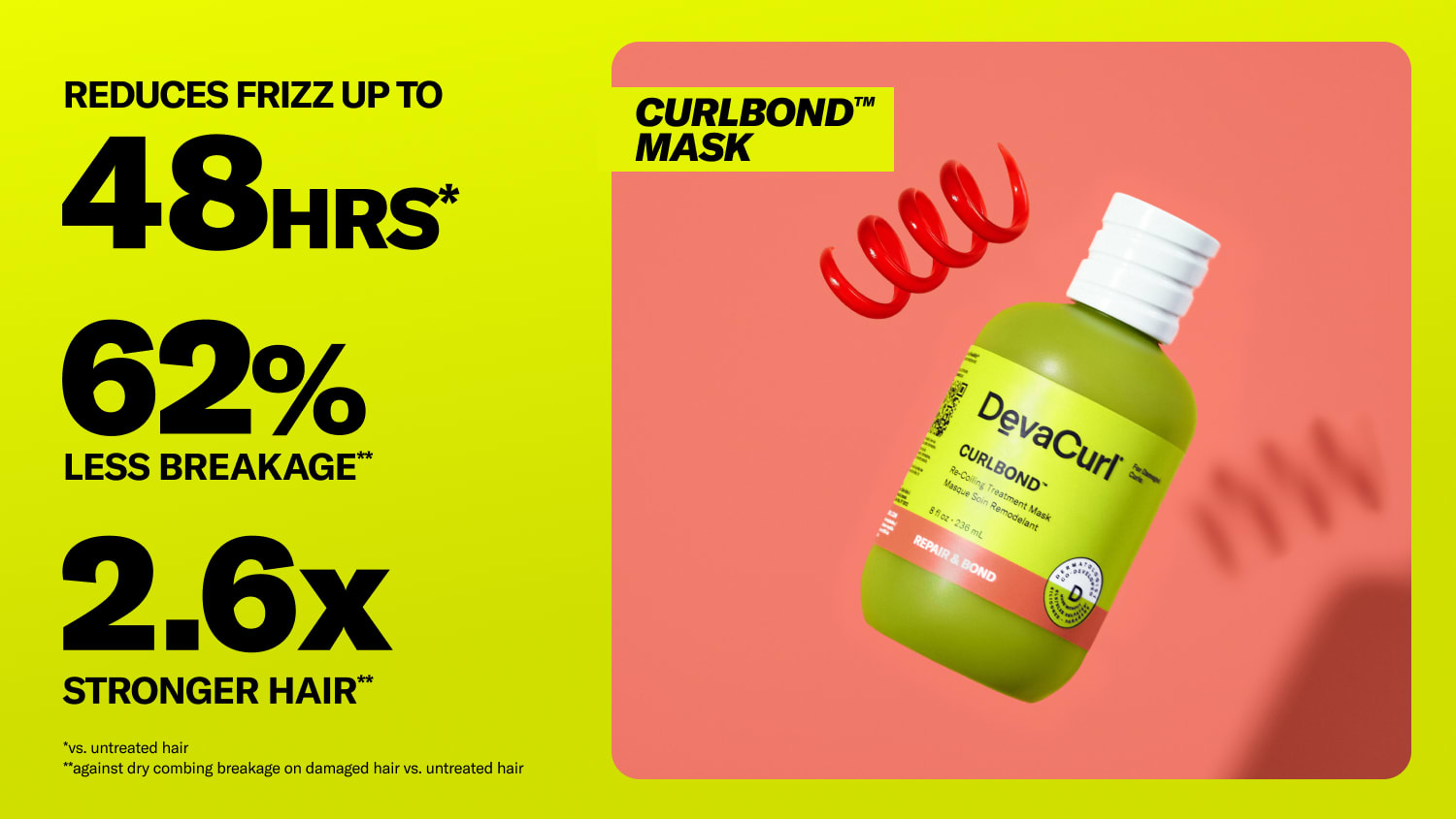 Curlbond Mask bottle and claims