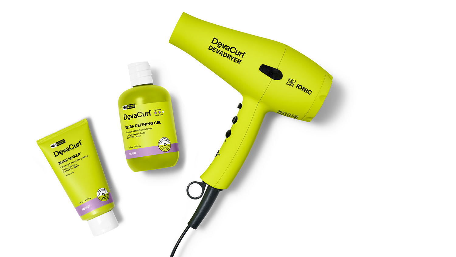 DevaCurl tube, bottle and DevaDryer