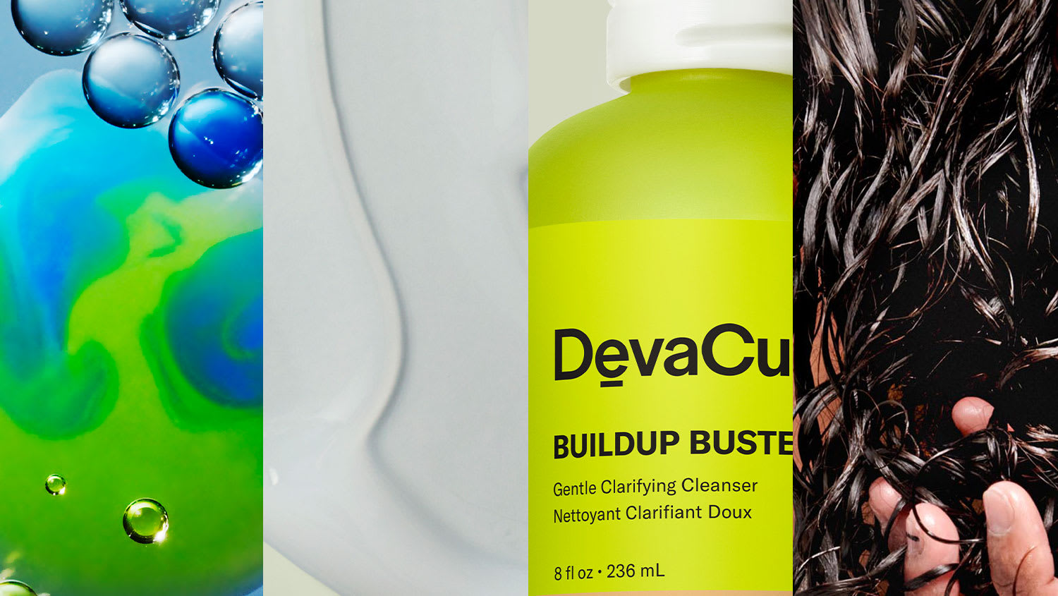 collage of devacurl product, goop and science