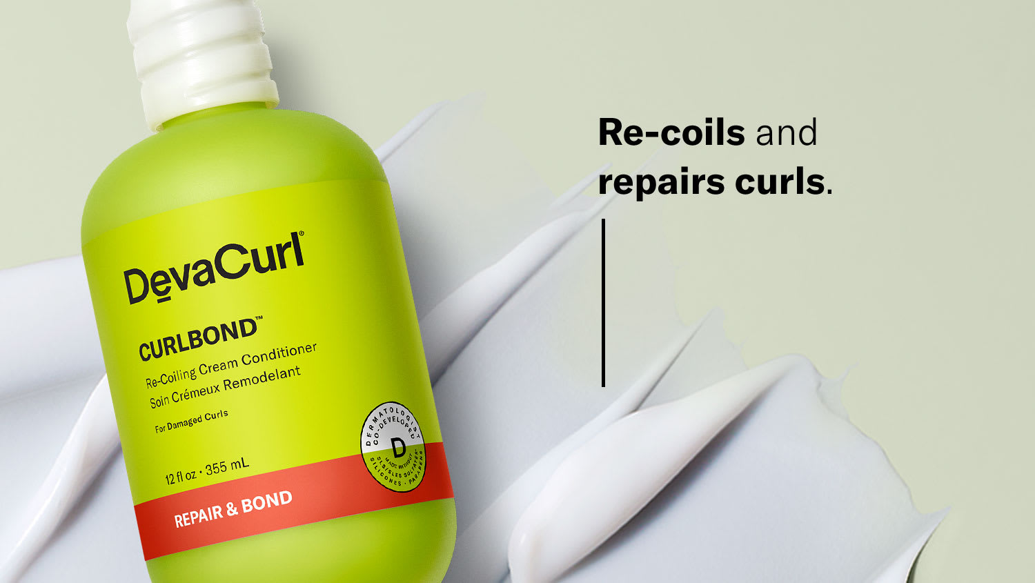 CurlBond™ Conditioner over goop with benefit callout text: Re-coils and repairs curls.