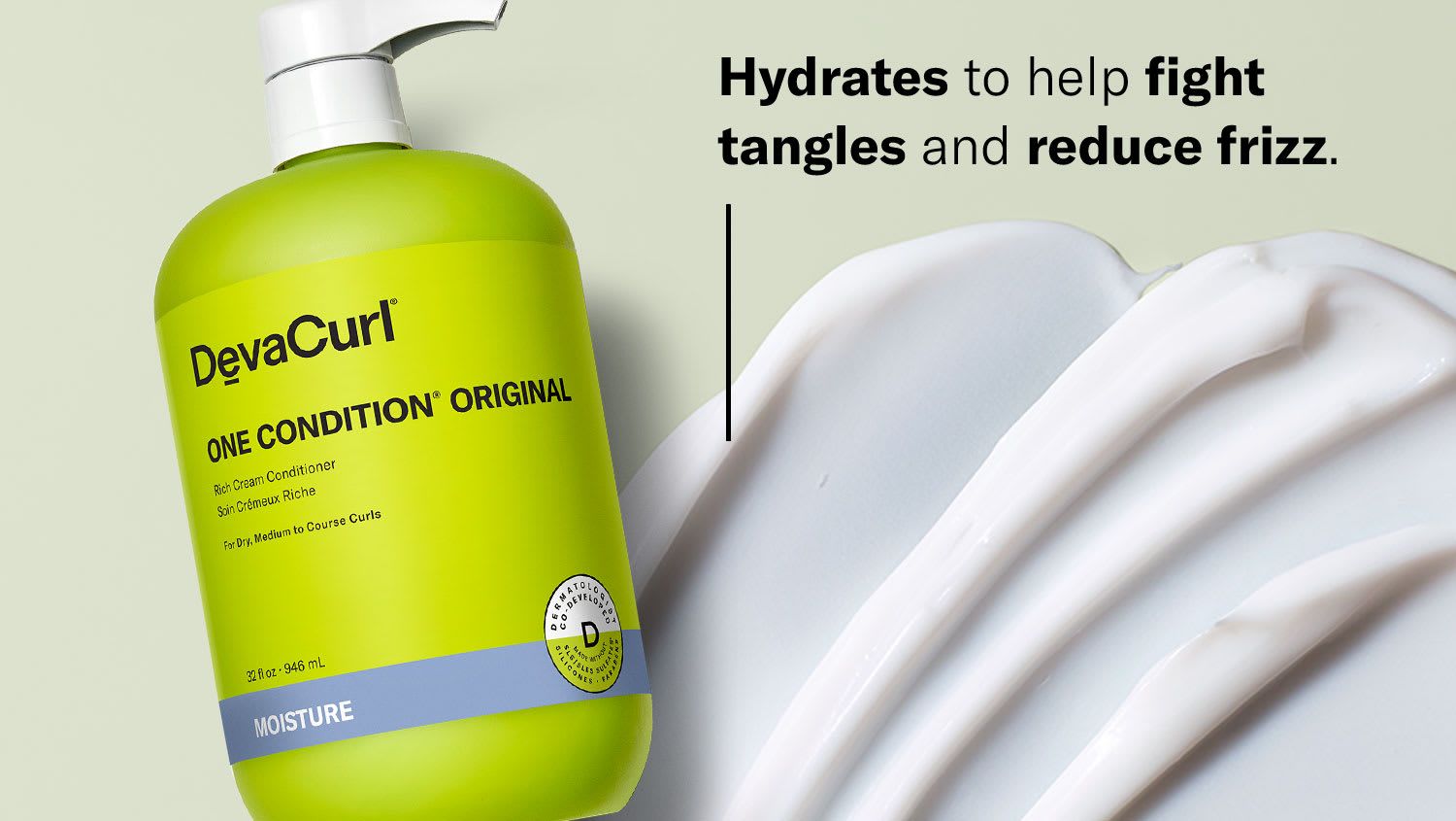 One Condition Original bottle and goop with benefit text: Hydrates to help fight tangles and reduce frizz.