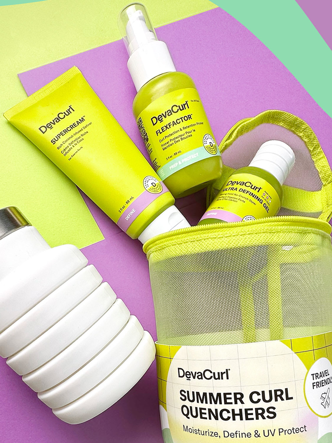 Summer Curl Quenchers Kit and contents poolside