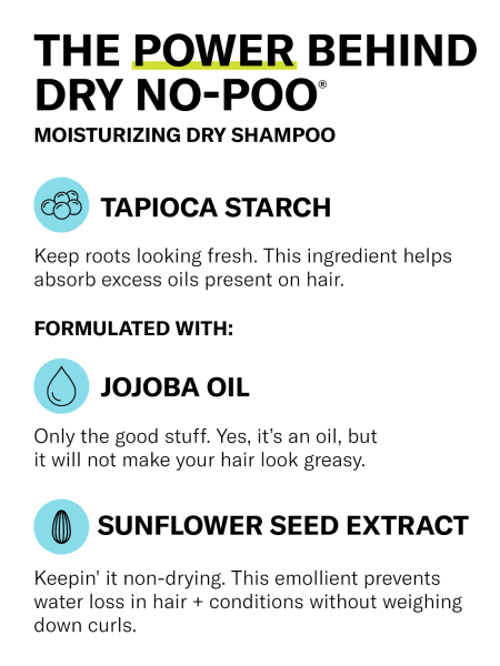 Graphic of ingredient callouts: Tapioca Starch and formulated with Jojoba Oil, Sunflower Seed Extract