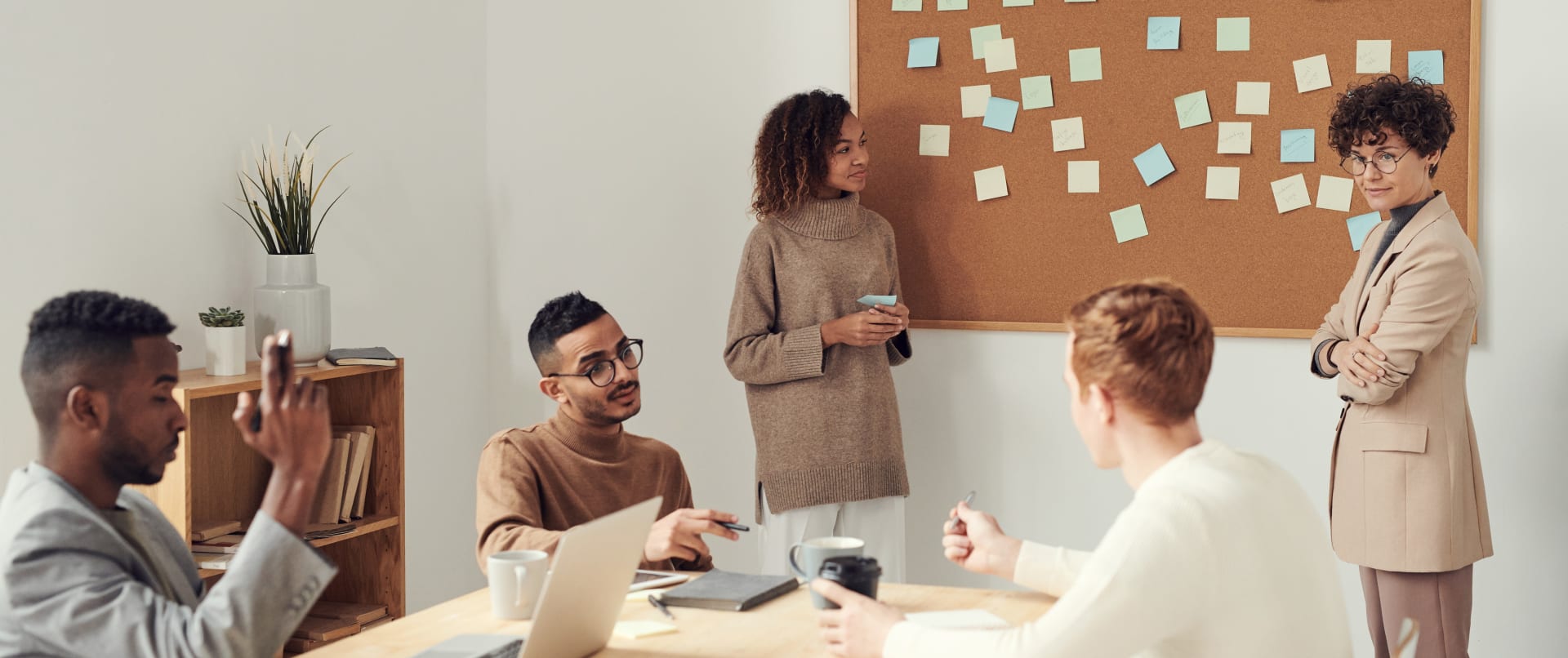 A startup team working together