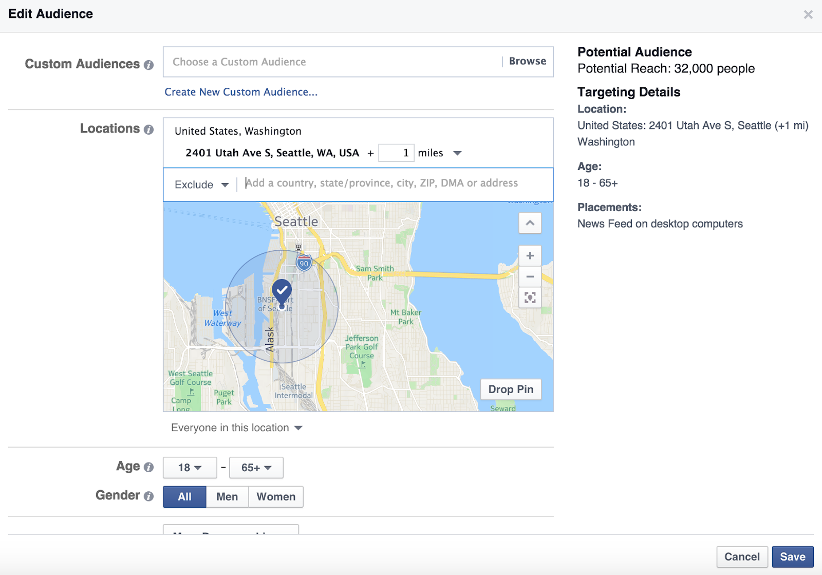 A screencapture of Facebook's ad manager tool.