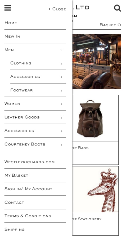 Responsive navigation for magento e-commerce website