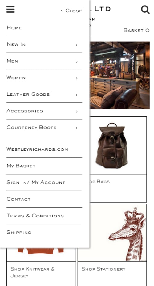 Responsive navigation menu