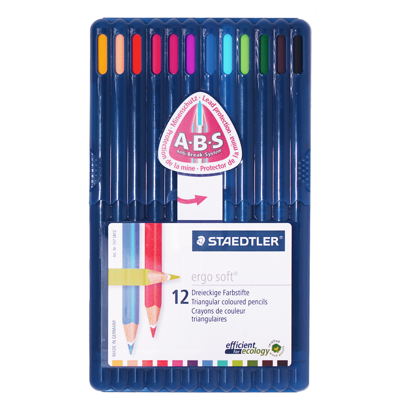 Staedtler Ergosoft 157 Triangular Color Pencil 12 pencil set
