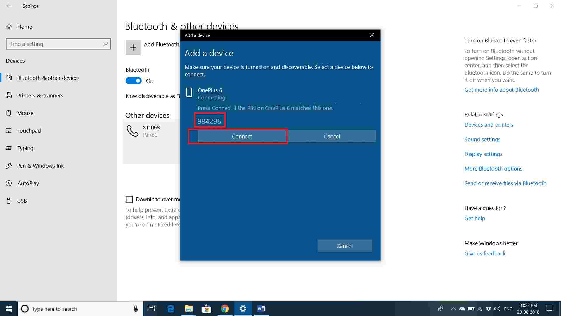 windows 10 turn bluetooth on missing