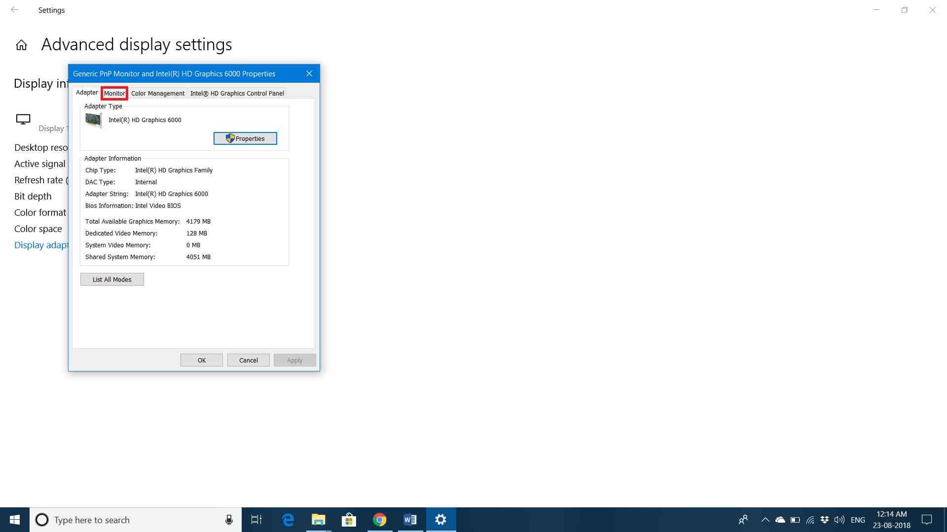 how to change refresh rate windows 8