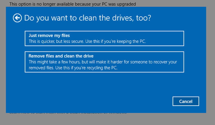 how to factory reset windows 10 without settings