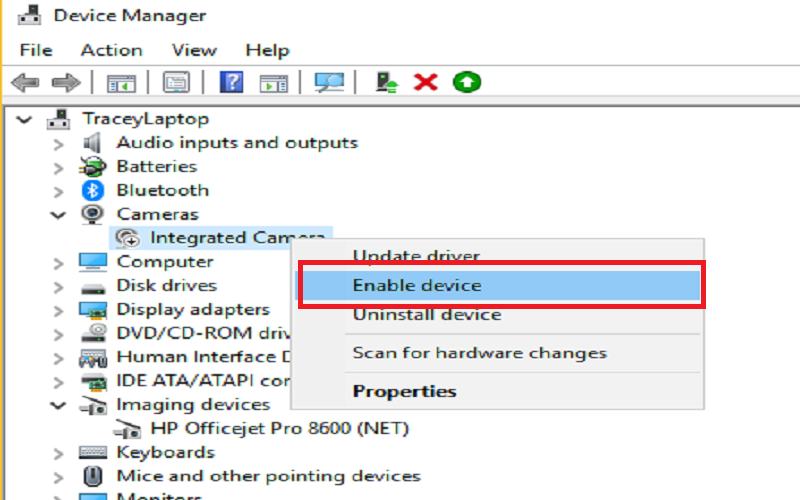 webcam not in device manager