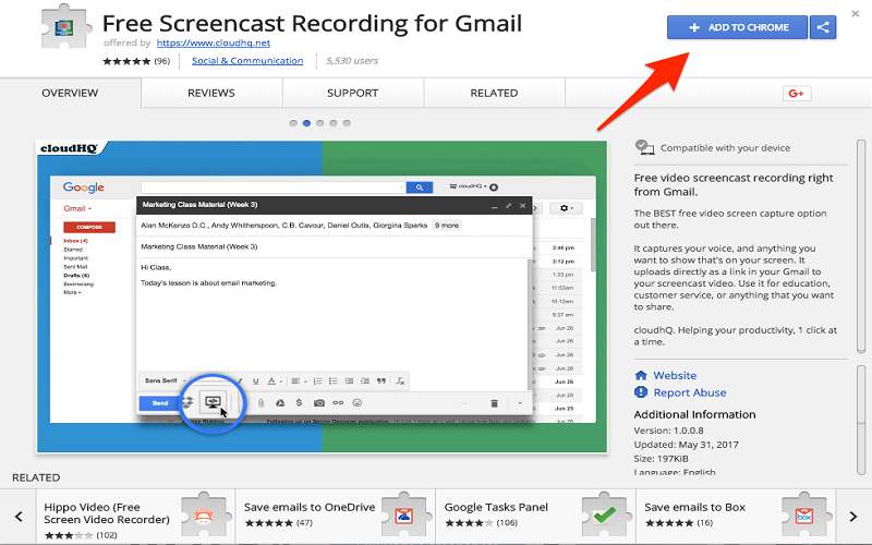share my google chrome screen for screencastify recorder