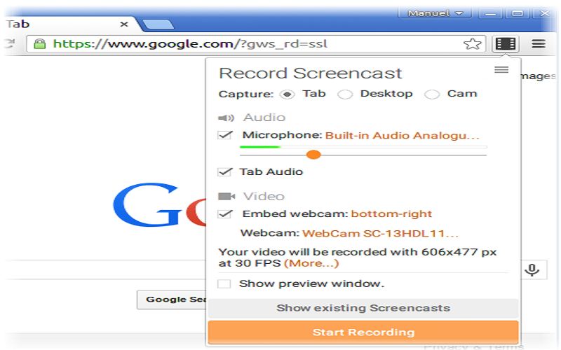 screen recorder chrome with audio