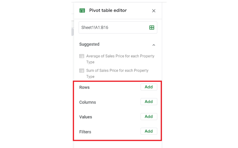 google sheets pivot table dynamic range