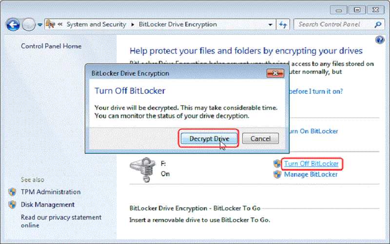 remove bitlocker