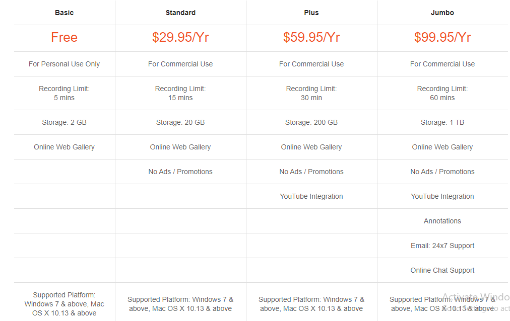 Tiny Take pricing plans