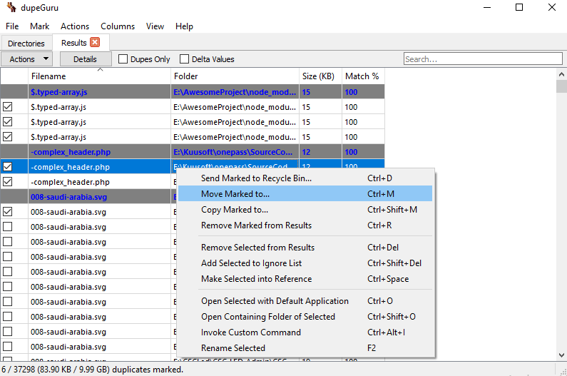 setting reference folder in dupeguru