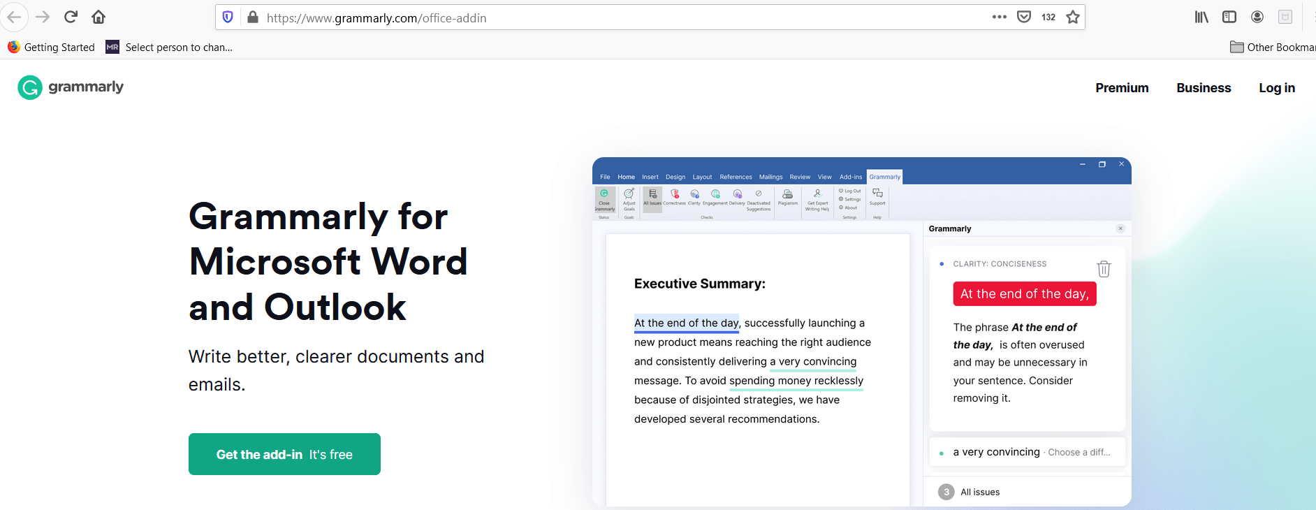 grammarly for outlook hotmail