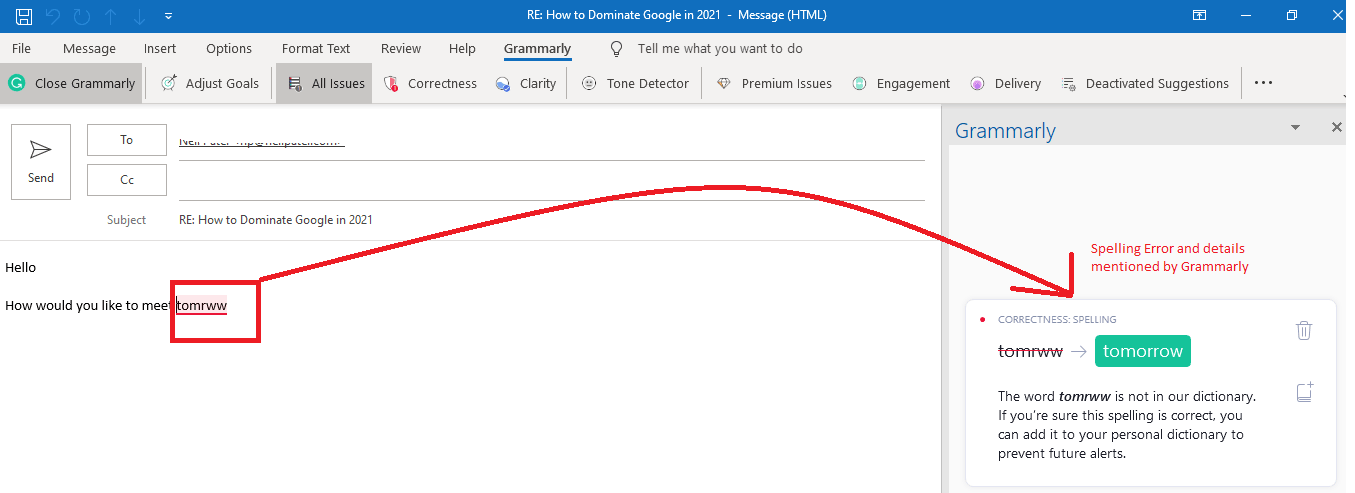 outlook mac grammarly