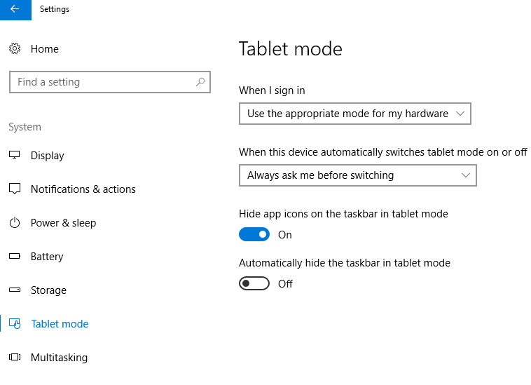 How to Turn On or Off tablet mode in Windows 10
