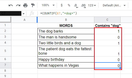 If Contains Google Sheets Formula