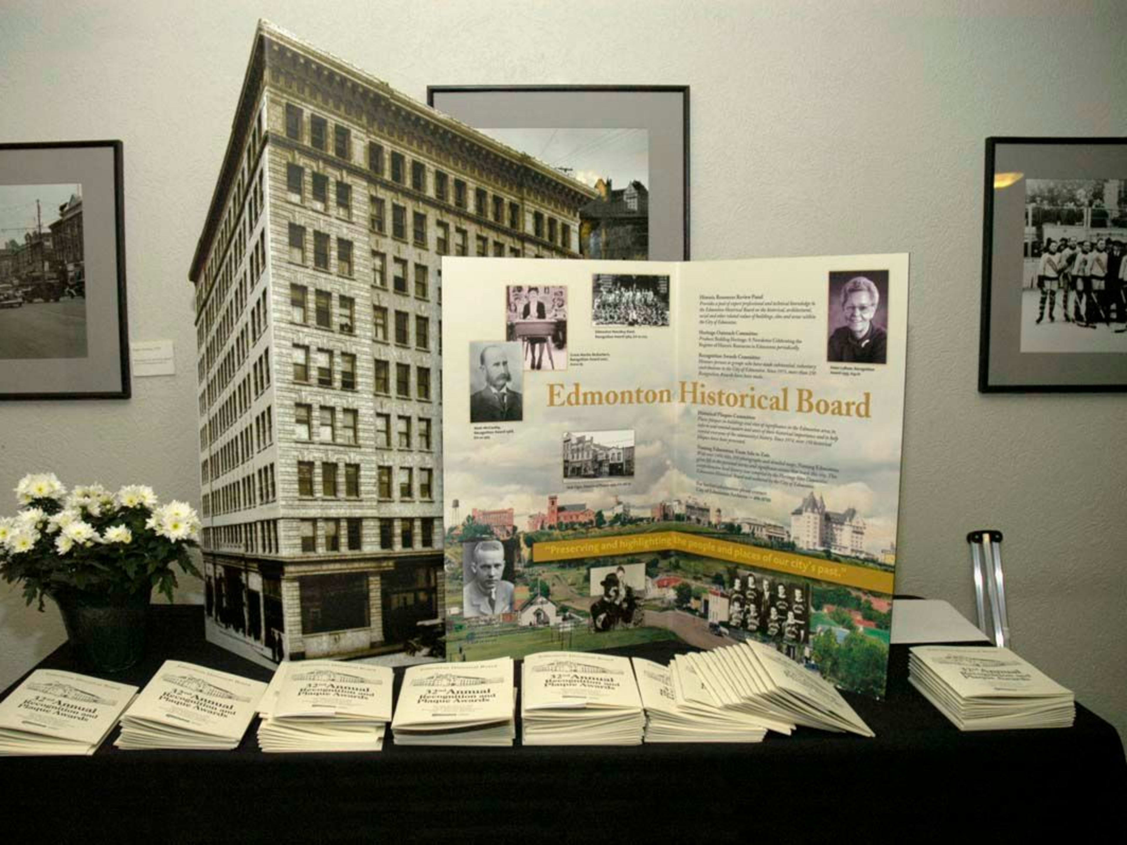 Exhibition display by the Edmonton Historical Board showcasing historical artifacts.