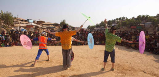 A network of clowns brings laughter to Rohingya camps