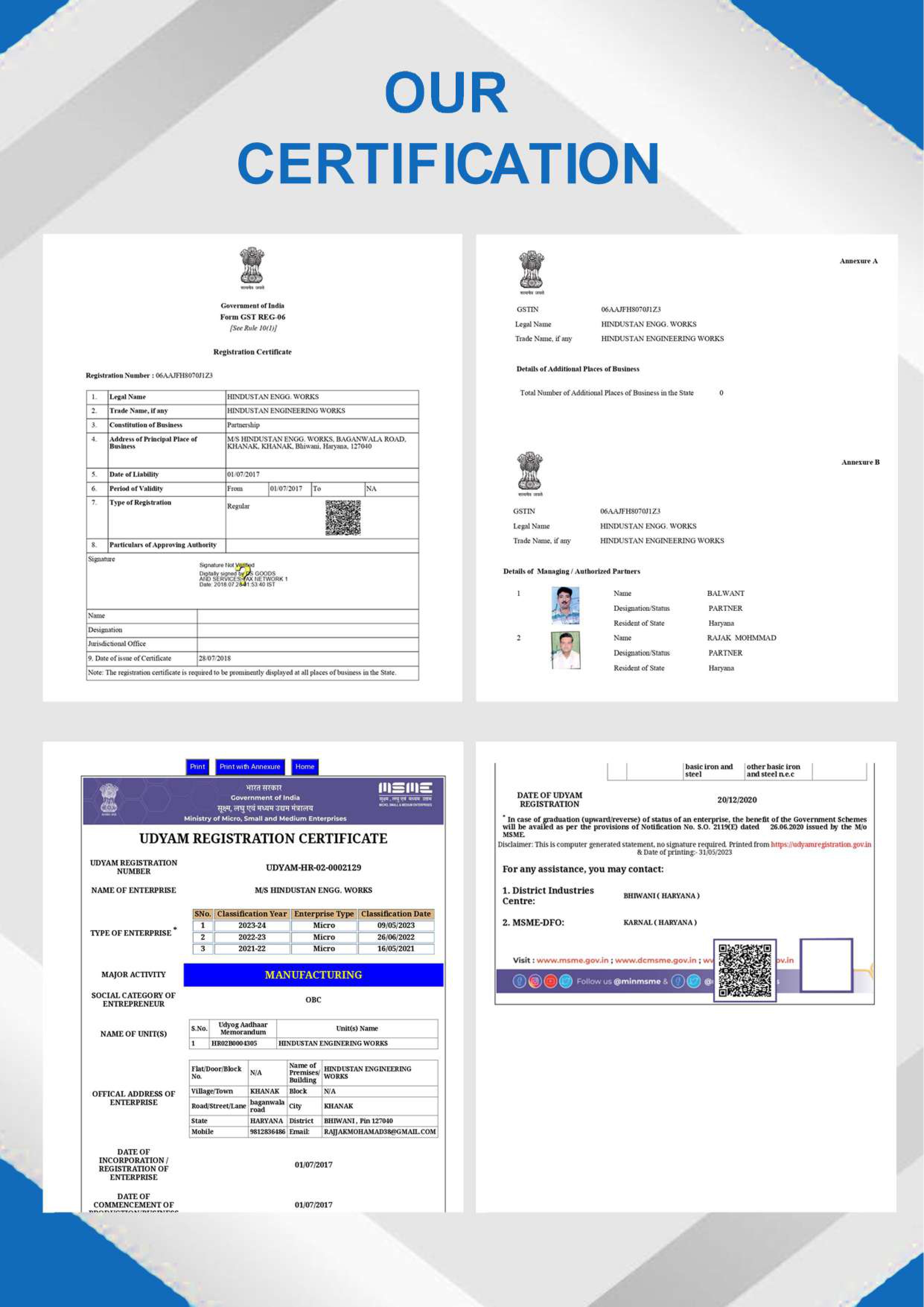 Product Certificate 1