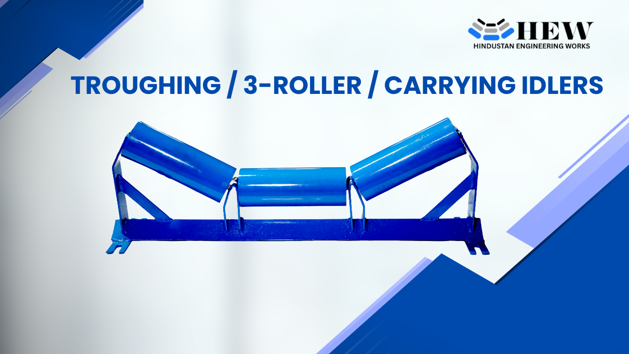 Troughing / 3-Roller / Carrying Idlers – Durable Conveyor Solutions for Mining, Cement & Steel Plants
