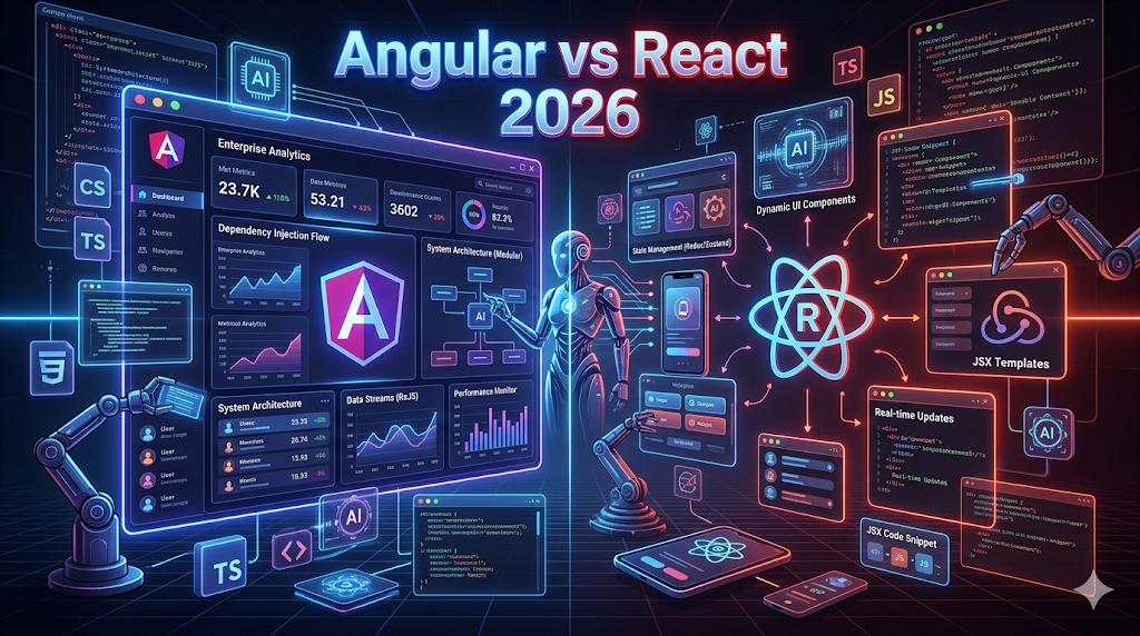 React مقابل Angular: أيهما أفضل لتطوير الويب الحديث؟