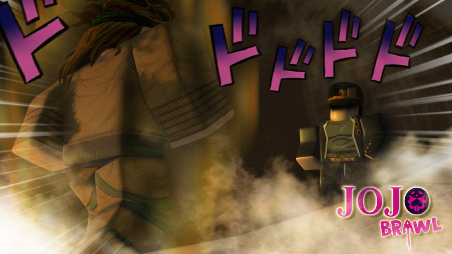 One of the game thumbanils, featuring the classic scene Jotaro vs Dio, with the game logo in the background