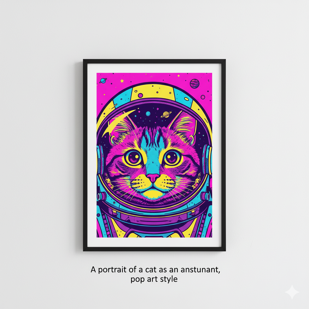 Example poster design: Cat astronaut pop art