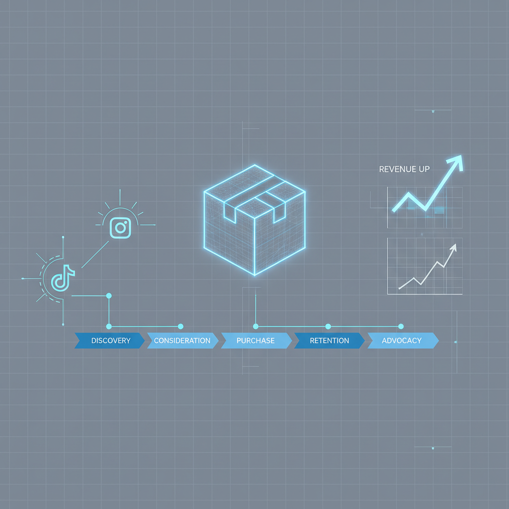 Conceptual blueprint illustrating the steps to building a modern e-commerce brand.