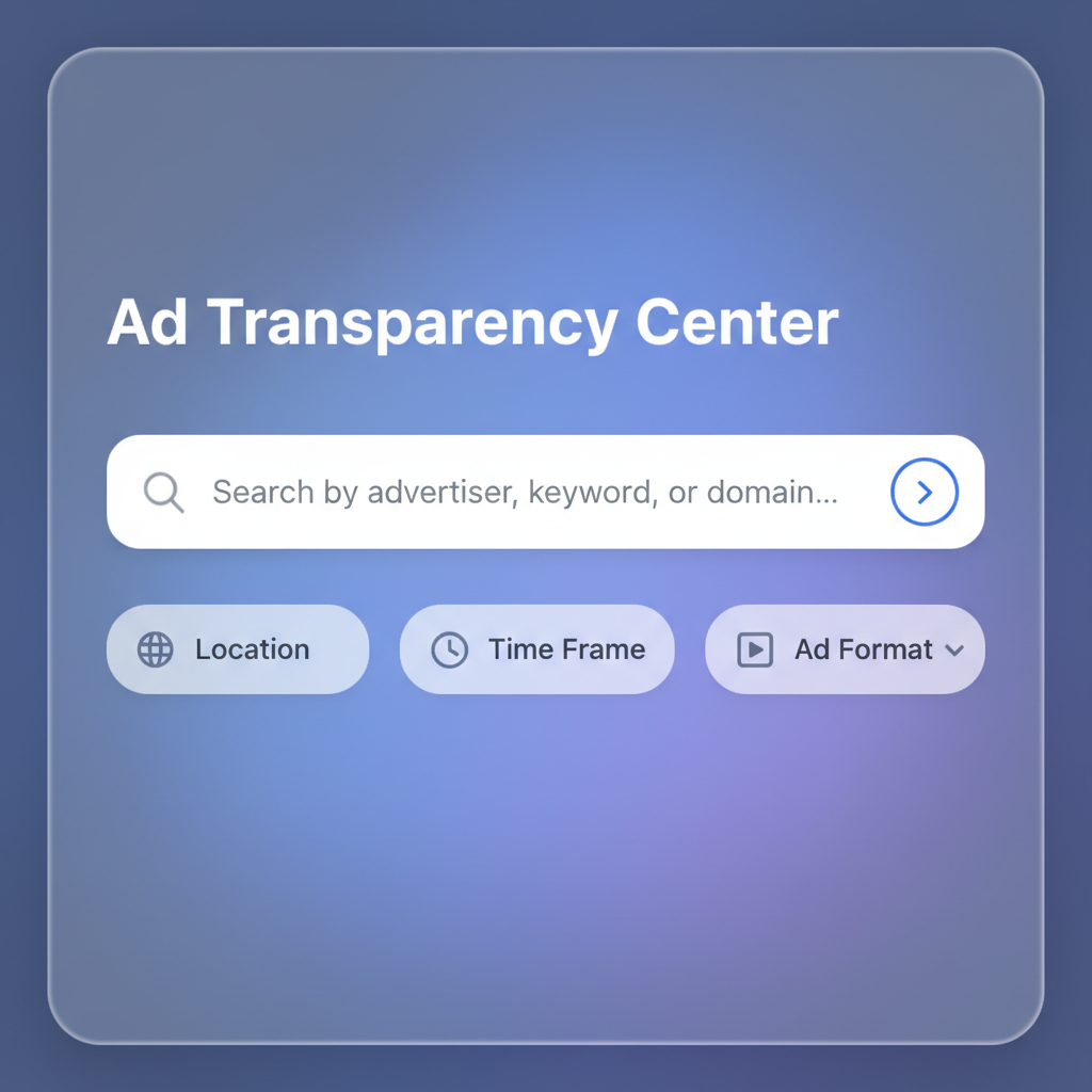 The interface of the Google Ads Transparency Center tool.