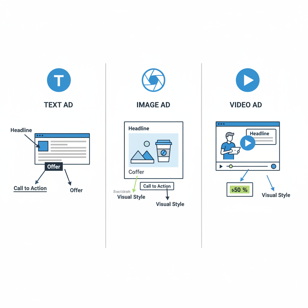 An infographic breaking down the components of different ad formats for analysis.