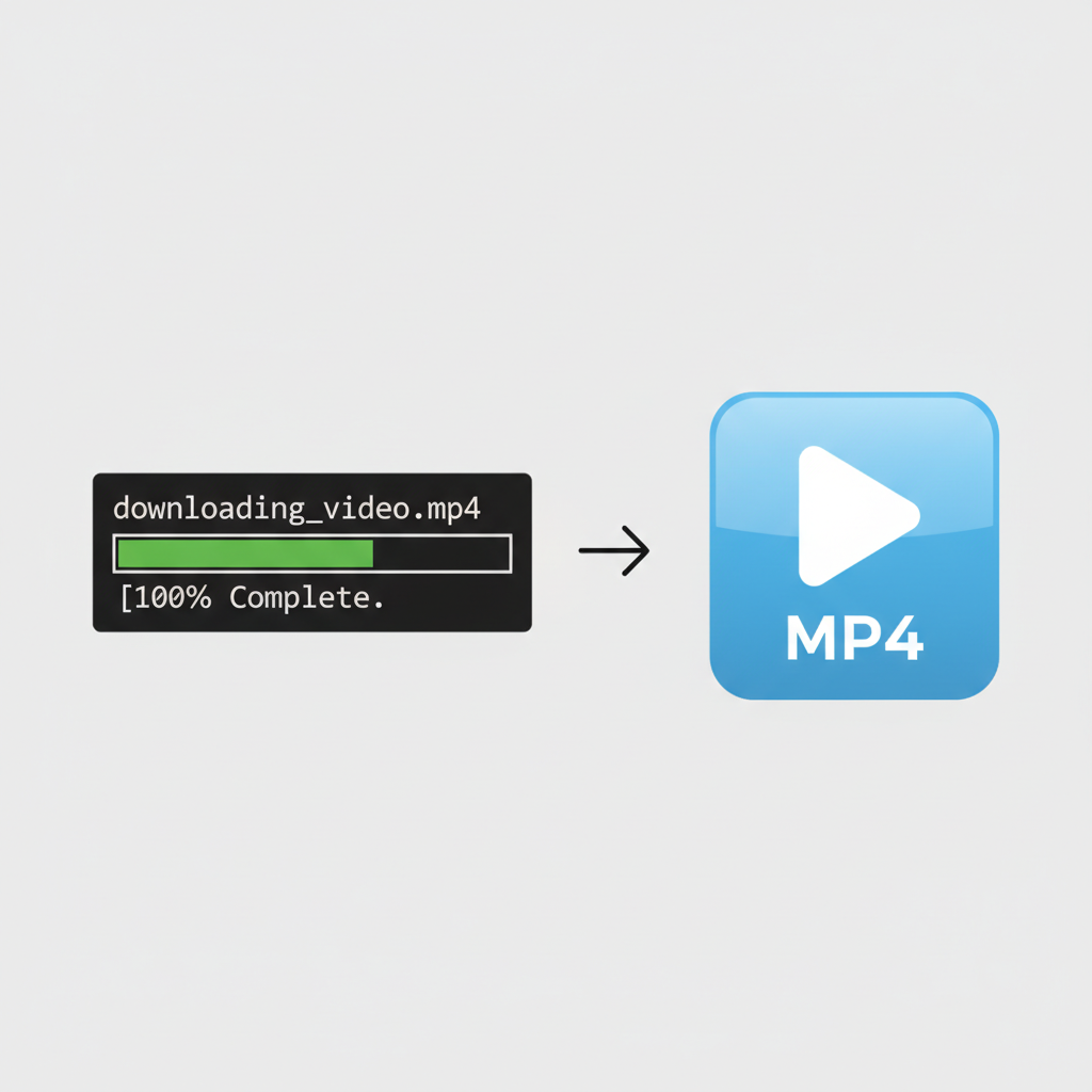 Illustration of the process of rendering and exporting the final MP4 video file.